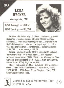 1991 Little Sun Ladies Pro Bowling Tour Strike Force #30 Leila Wagner Back